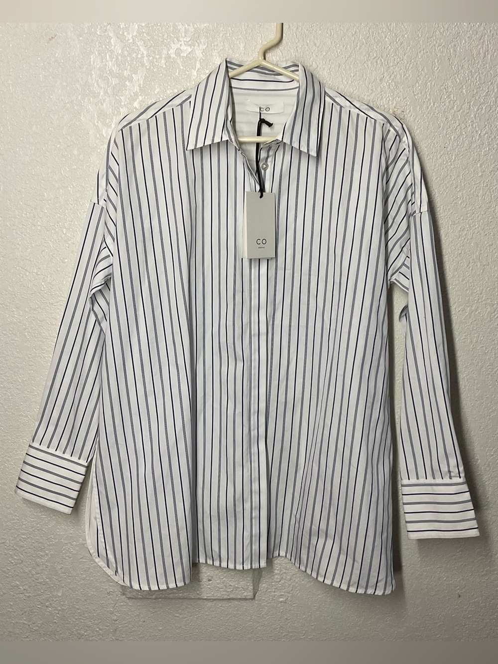 Co Collection Oversized Button Down Shirt 
Navy Multi Size XS